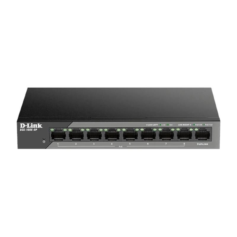 Commutador de xarxa D-Link DSS-100E-9P Switch 9x10/100 LR PoE Surveill