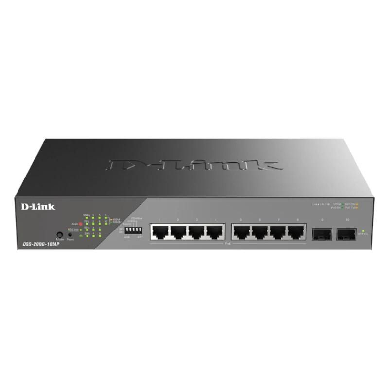 Commutador de xarxa D-Link DSS-200G-10MP Switch 8xGbE PoE 2xSFP LR