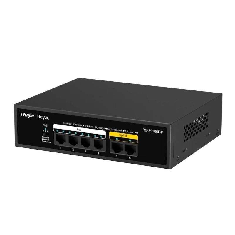 Commutador de xarxa Ruijie Networks Reyee 6-Port 100Mbps, 4 of the ports support PoE/P