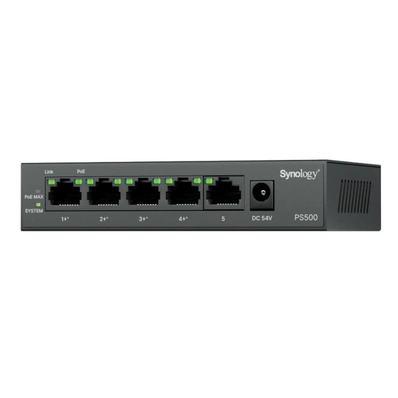 Commutador de xarxa Synology PS500 Switch 4xG PoE+ 1xG 60W