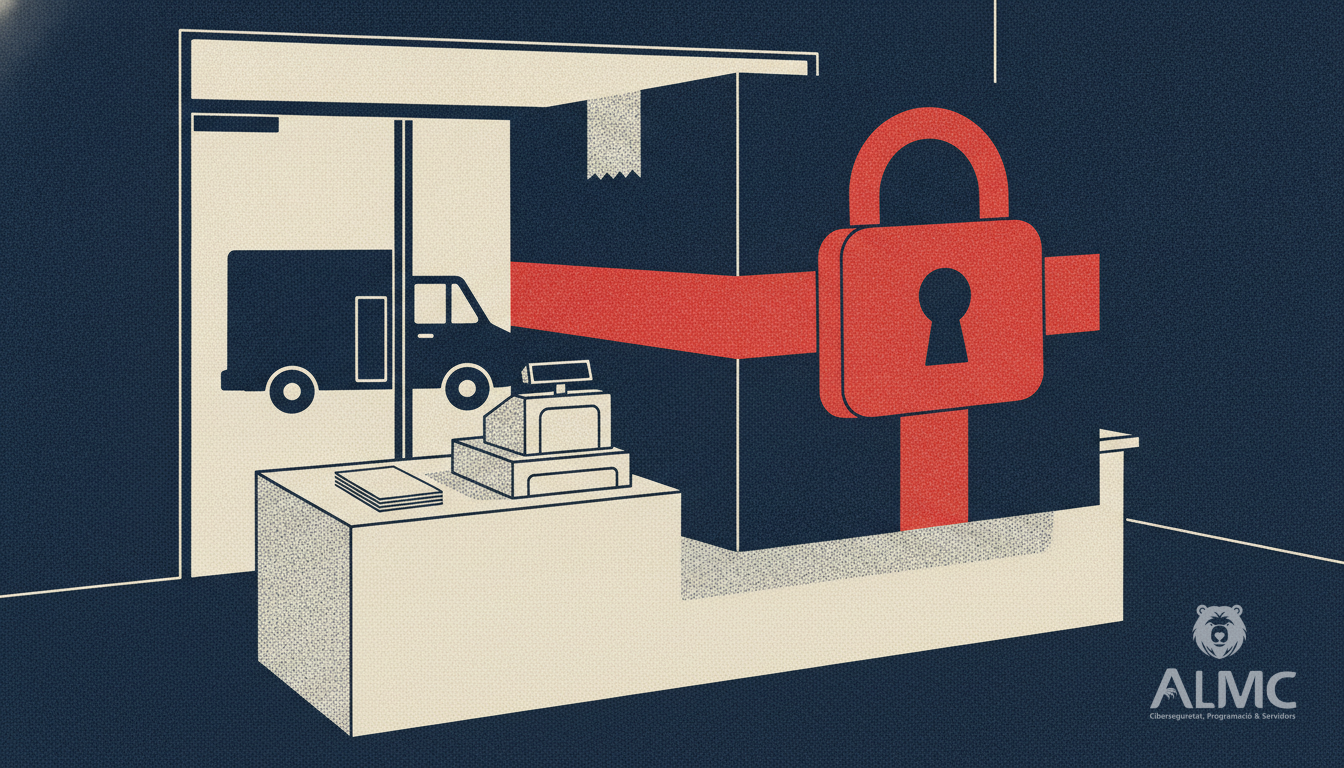 Shop counter with a sealed parcel, blank consent forms and a delivery van outside, illustrating data protection in ecommerce