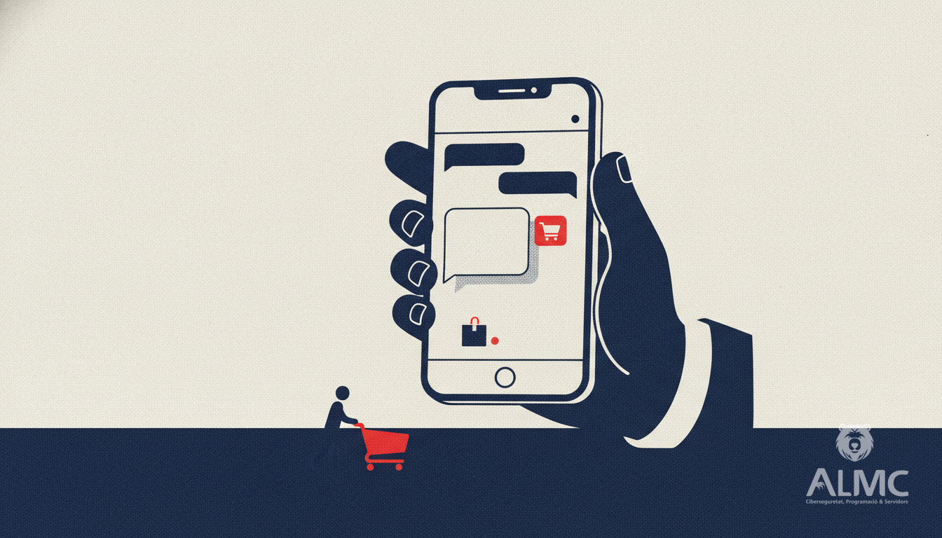 Smartphone displaying a chat with a sponsored product suggestion