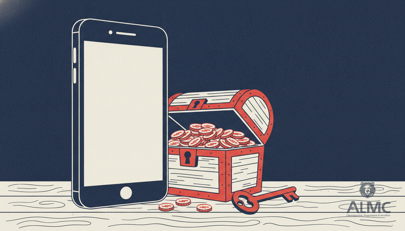 Smartphone with treasure chest and coins representing app monetisation