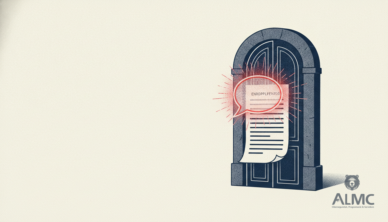 Una matrícula en papel que se transforma en un mensaje de WhatsApp al cruzar una puerta.