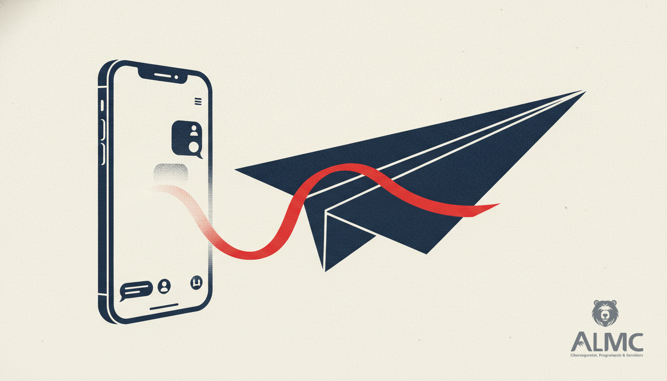 Un teléfono móvil que se transforma en un avión de papel.