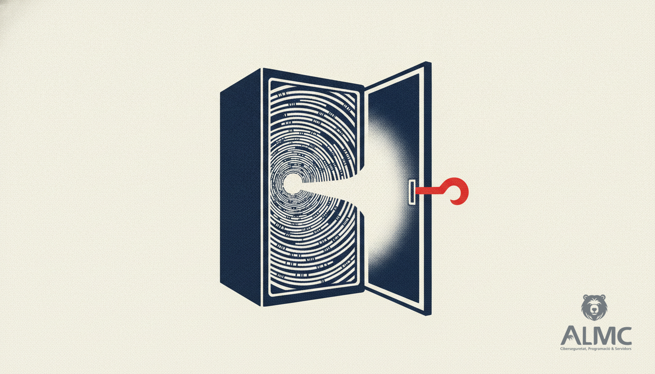 A metal hook lever opening a server cabinet, symbolizing a Git hook vulnerability.