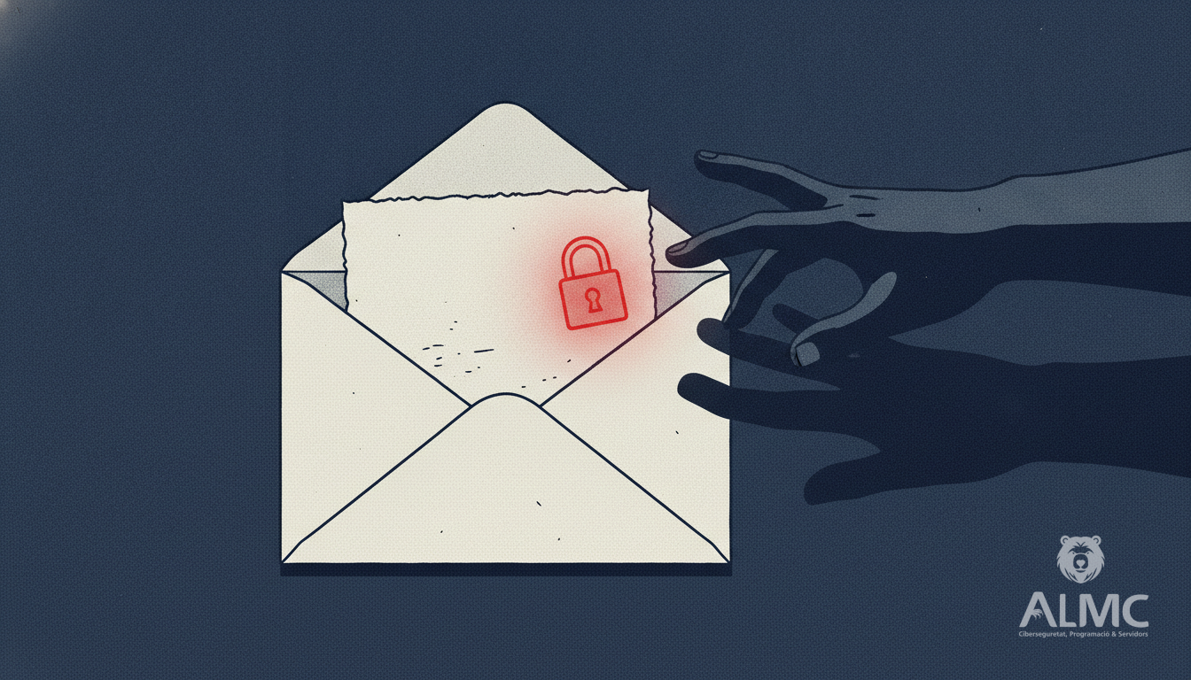 An open envelope with a document containing a padlock, representing a malicious PDF used in a phishing attack