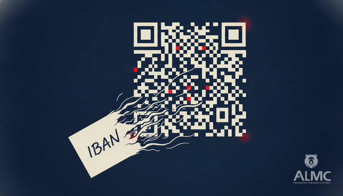 Un número IBAN escrito a mano que se disuelve y se convierte en un código QR.